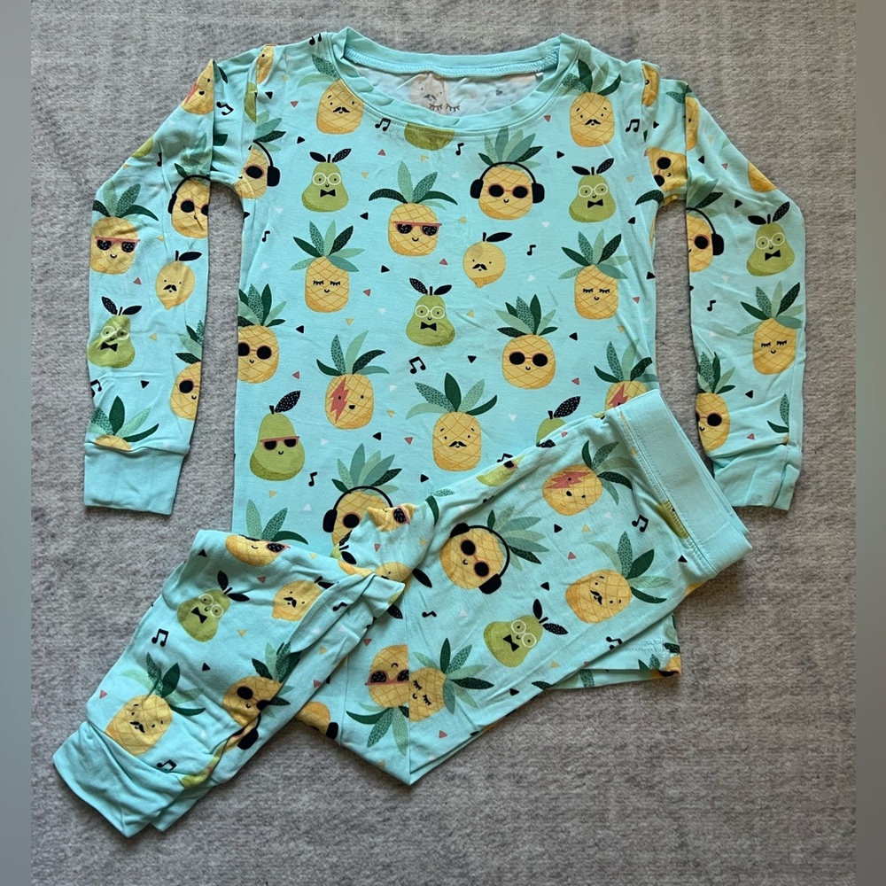 Little Sleepies Pineapple Jams Bamboo Two-Piece LS Pajamas (3T)